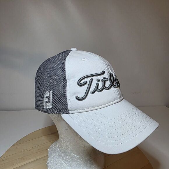 Titleist Pro V1 Golf Snapback Hat Mesh Back White With Grey Adjustable - Picture 6 of 9